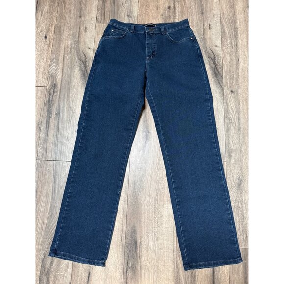 Lee Relaxed Fit Jeans 4 Long Womens Dark Wash Denim Straight Leg Stretchy Comfor - Picture 1 of 10